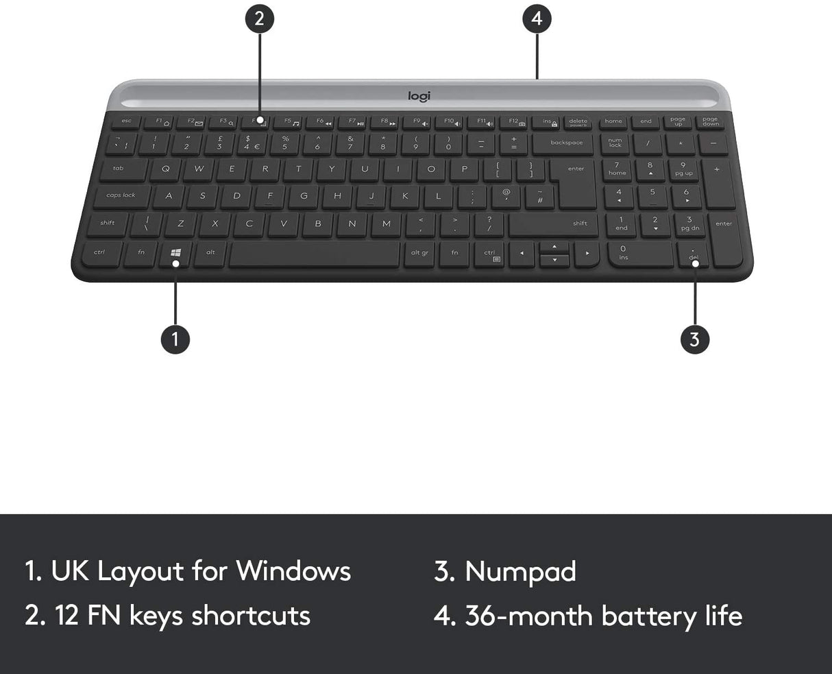 Logitech MK470 Wireless Slim Keyboard and Mouse Black - DokanTech #