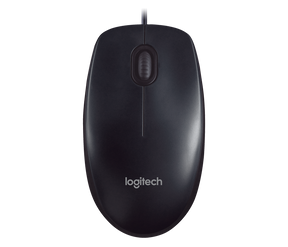 Logitech M90 optical wired mouse – front view black