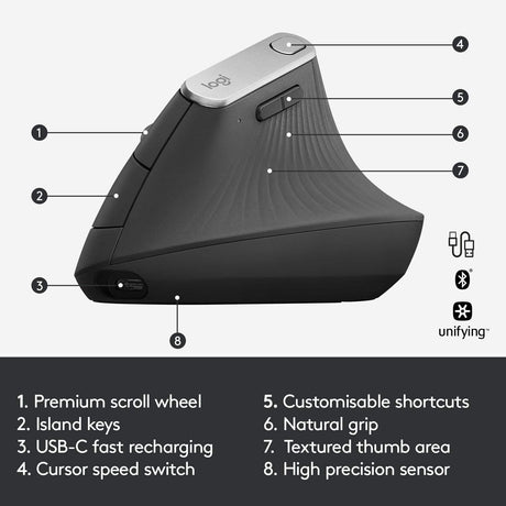 Logitech MX Vertical Wireless Mouse - DokanTech #