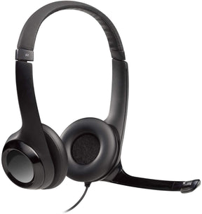 Logitech H390 USB headset front view black