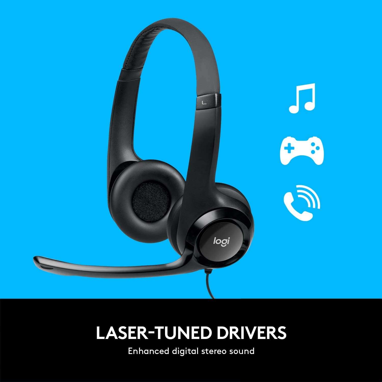 Logitech H390 USB Headset: Noise-Canceling Mic, Clear Audio,