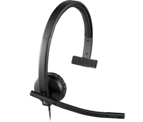 Logitech H570e Mono USB headset – front view black