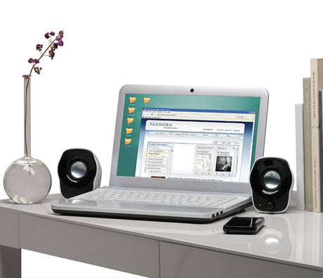Logitech Z120 stereo speakers – compact desktop setup