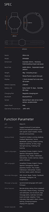 Mibro Lite 1.3in AMOLED Screen Support Multi-language Ultra-thin Body Smartwatch - DokanTech #