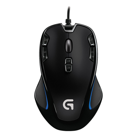 Logitech G300s wired gaming mouse – front view black