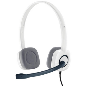 Logitech H150 stereo headset – front view cloud white