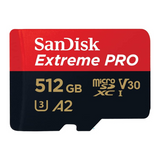 بطاقة SanDisk Extreme Pro microSD UHS I بسعة 512 جيجابايت، وسرعة قراءة 200 ميجابايت/ثانية، وسرعة كتابة 140 ميجابايت/ثانية
