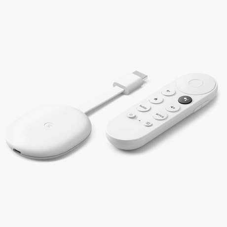Google Chromecast with Google TV 4K HDR – front view snow white